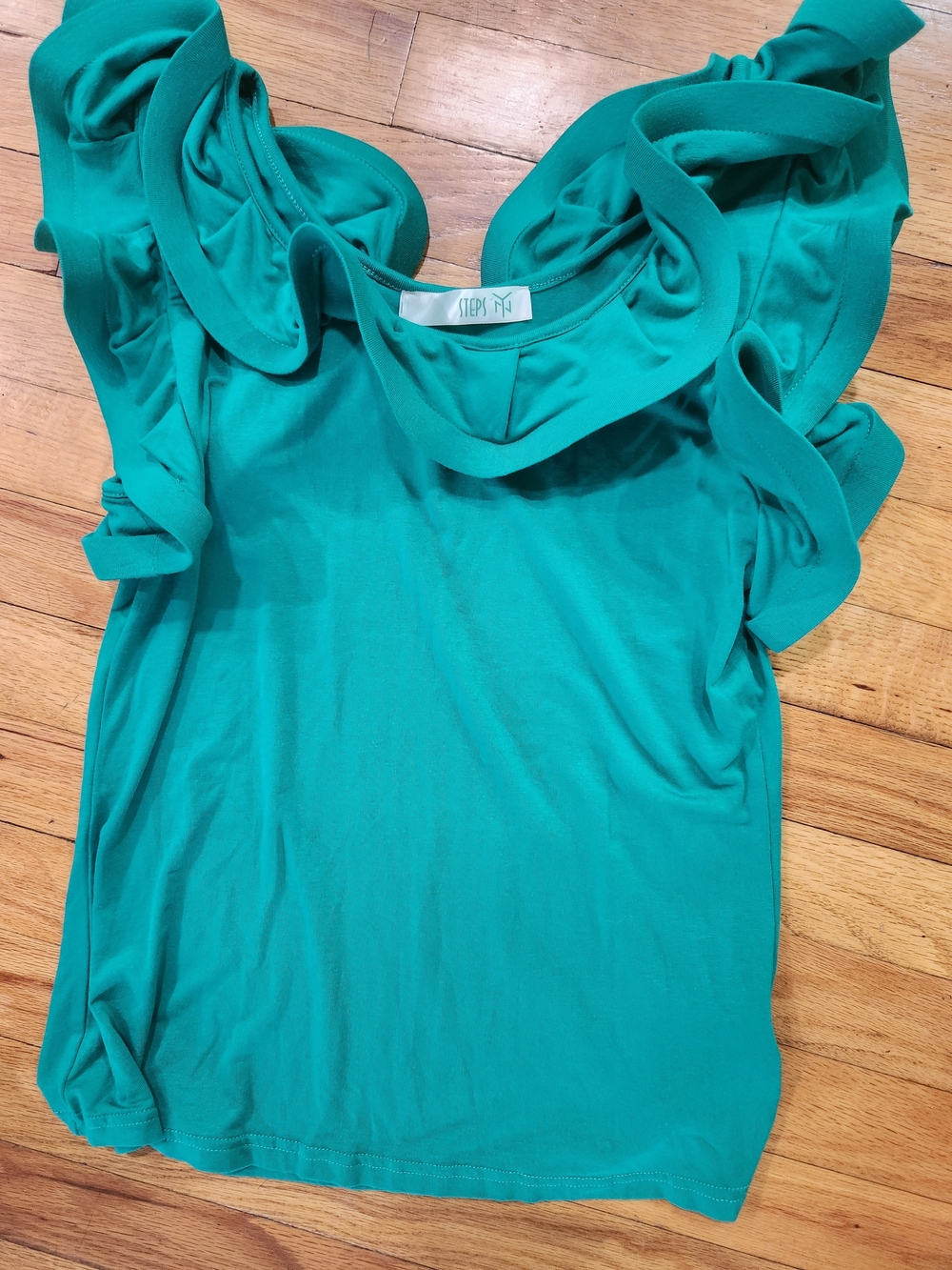 STEPS NY Teal Ruffle Sleeve Women's Top Size Medium